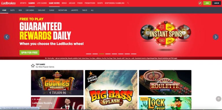 Ladbrokes Casino page accueil